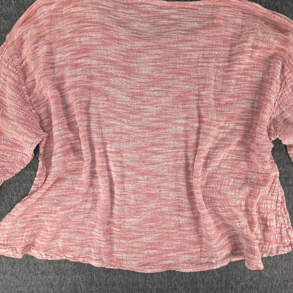 FLAX XL Red Marled Linen Top Boxy Oversized Lagenlook Boho Coastal Long Sleeve - Picture 10 of 10